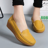 New Leather Flat Shoes Slip On Women Loafers