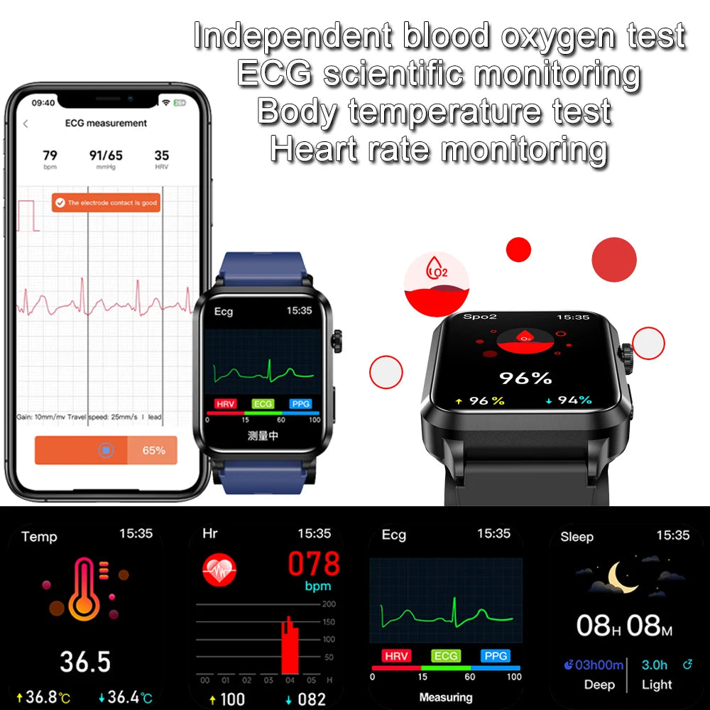 Medical grade smartwatch 2025 Air Pump Bluetooth call health watch True Accurately Blood Pressure Uric Acid Blood Lipids watch