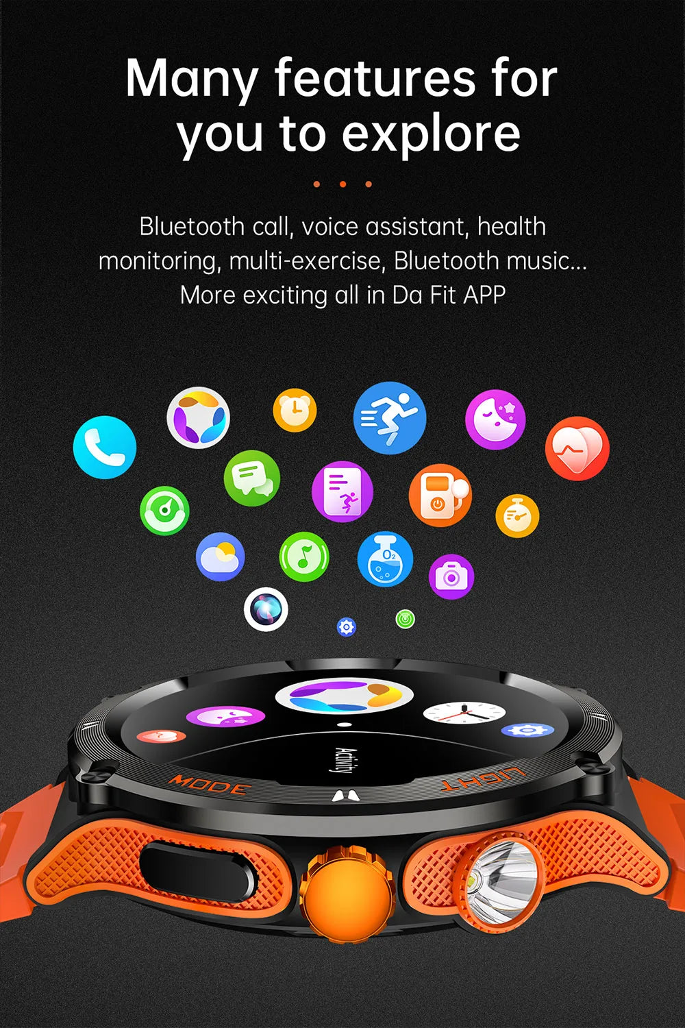 2024 Men's Smart Watch Compass  Sports 3ATM Waterproof Smartwatch Health Monitoring Bluetooth Call  500 Mah Smart Watche