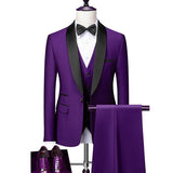 Men Skinny 3 Pieces Set Formal Slim Fit Tuxedo Prom Suit