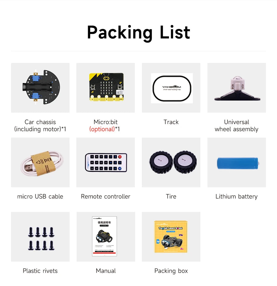 Micro:Bit V2 Smart Mini Robot Car Kit Coding for Kids Science Building Kit Learning Educational STEM Toy DIY Electronic Project