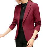 Formal Slim Blazers Lady Office Work Suit Pockets Jackets Coat Female