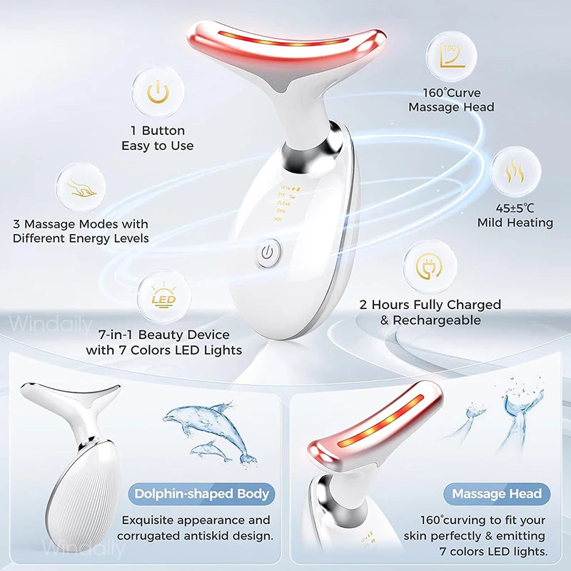 7 Colors LED Neck Face Massager Face Sculpting Tools