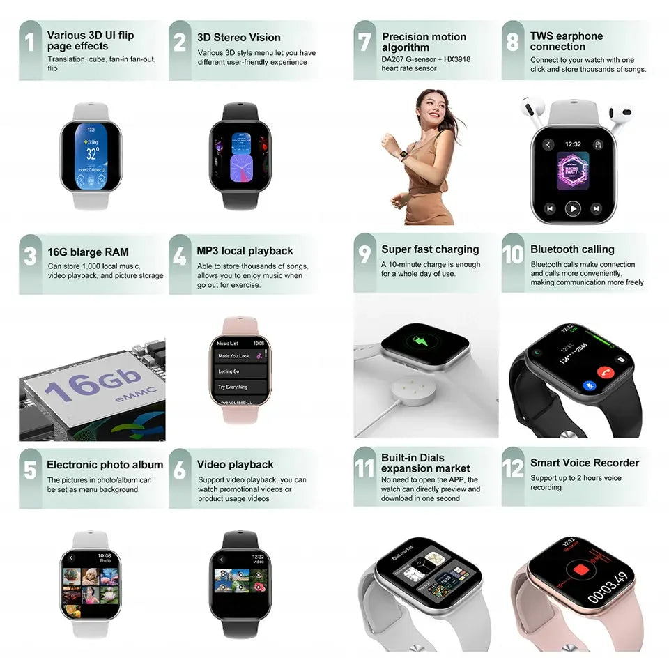 2025 GPS Smartwatch NFC Smart Watch Bluetooth Call Health Monitor Men Women Fitness Bracelet Series 10 for Android Apple Phone