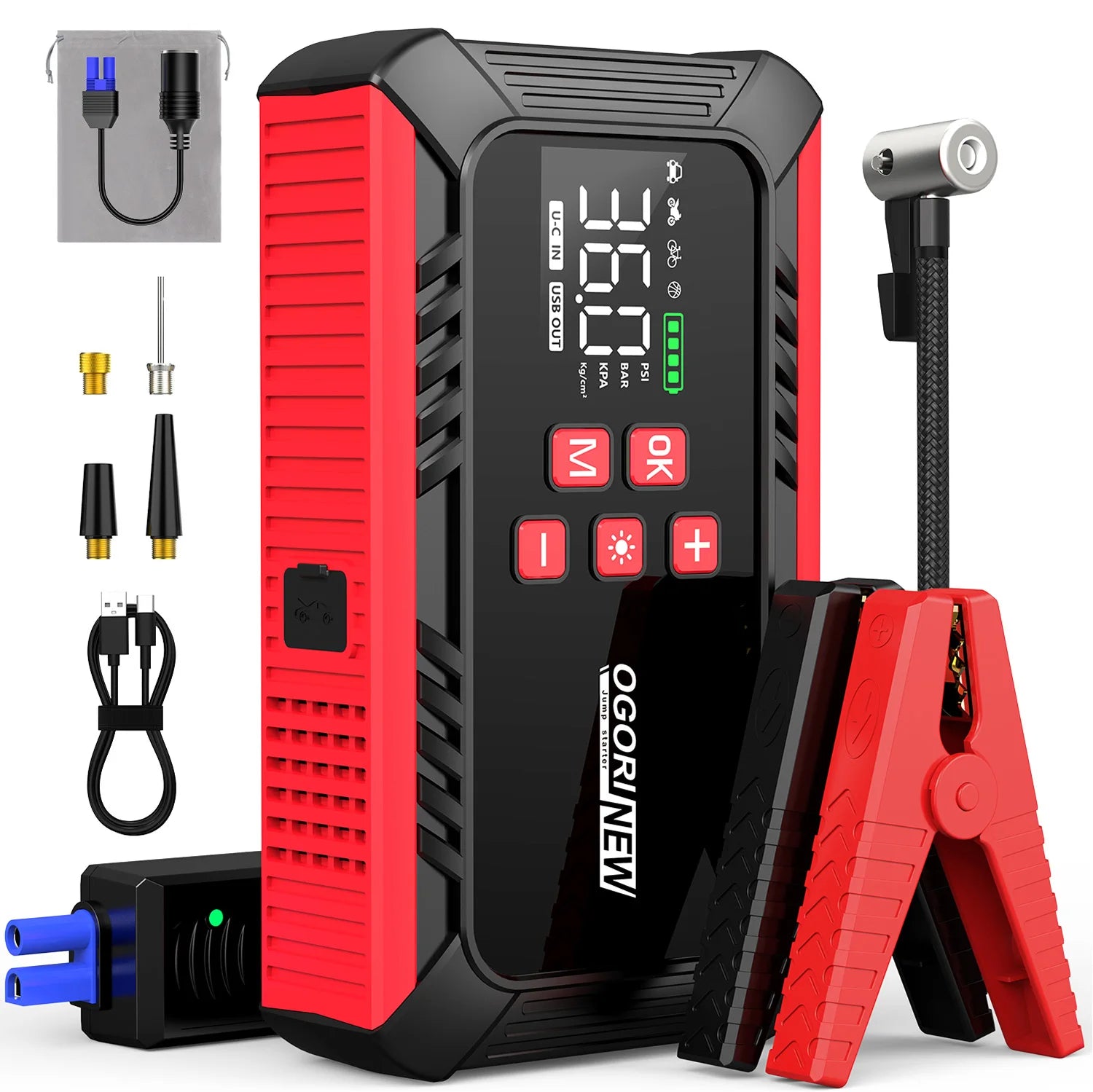 Jump Starter with Air Compressor 150PSI, 7000/8000A Portable
