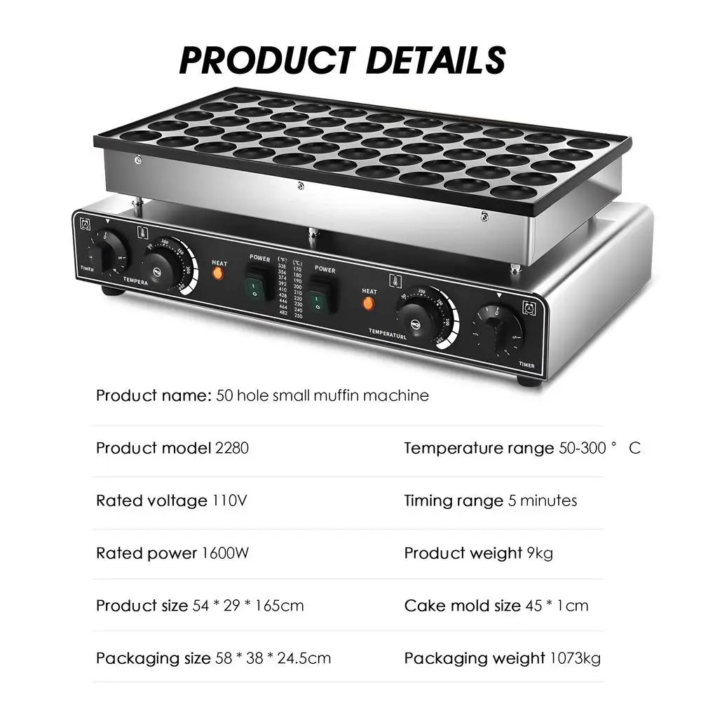 Electric Muffin Maker Timer Stainless Steel Non-Stick Pancakes
