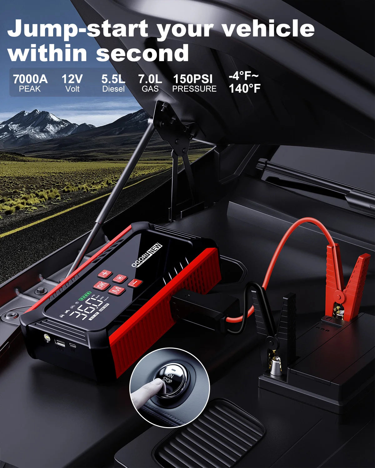Jump Starter with Air Compressor 150PSI, 7000/8000A Portable