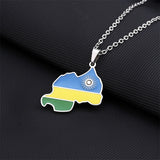 Titanium Steel Rwanda Map African Enamel Trendy Gold Silver Color