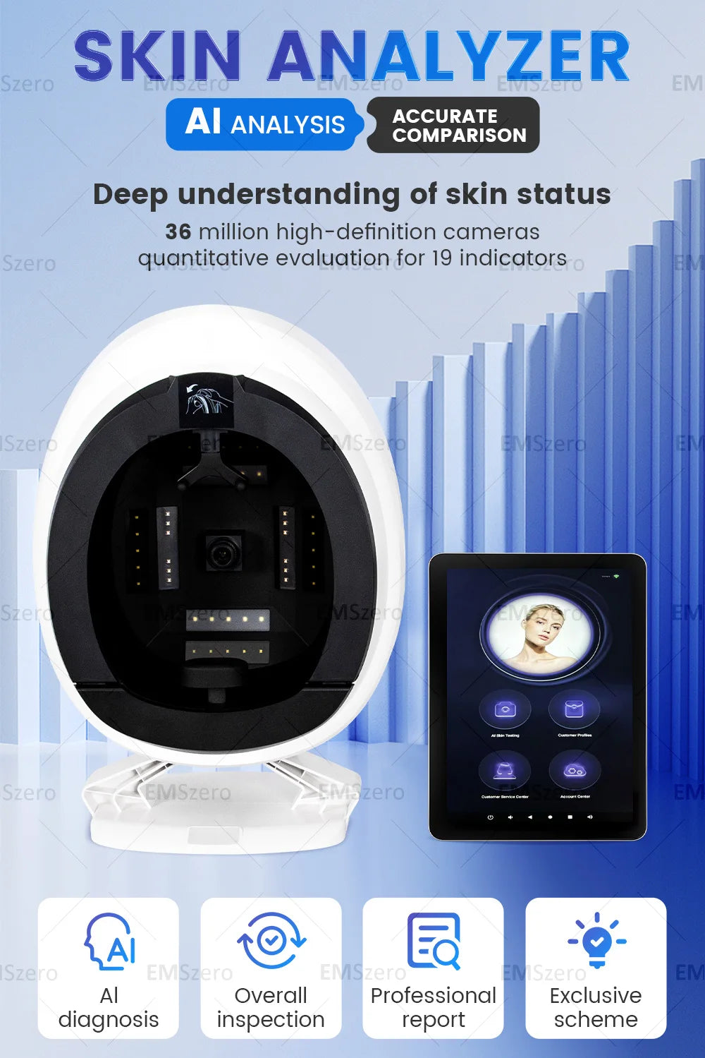 AISIA Q1 3D AI Facial Skin Analyzer 9 Spectrum 36MP