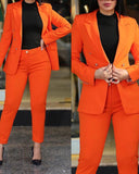 Casual Business Double Breasted Blazers Jacket Pants 2 Piece Set