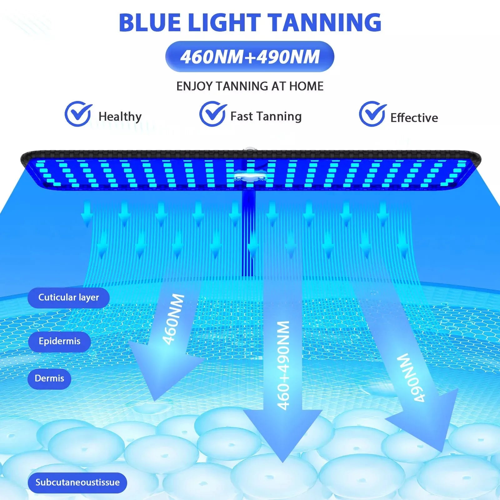 50W Tanning Lamp 460+490nm Wavelength Home Solarium