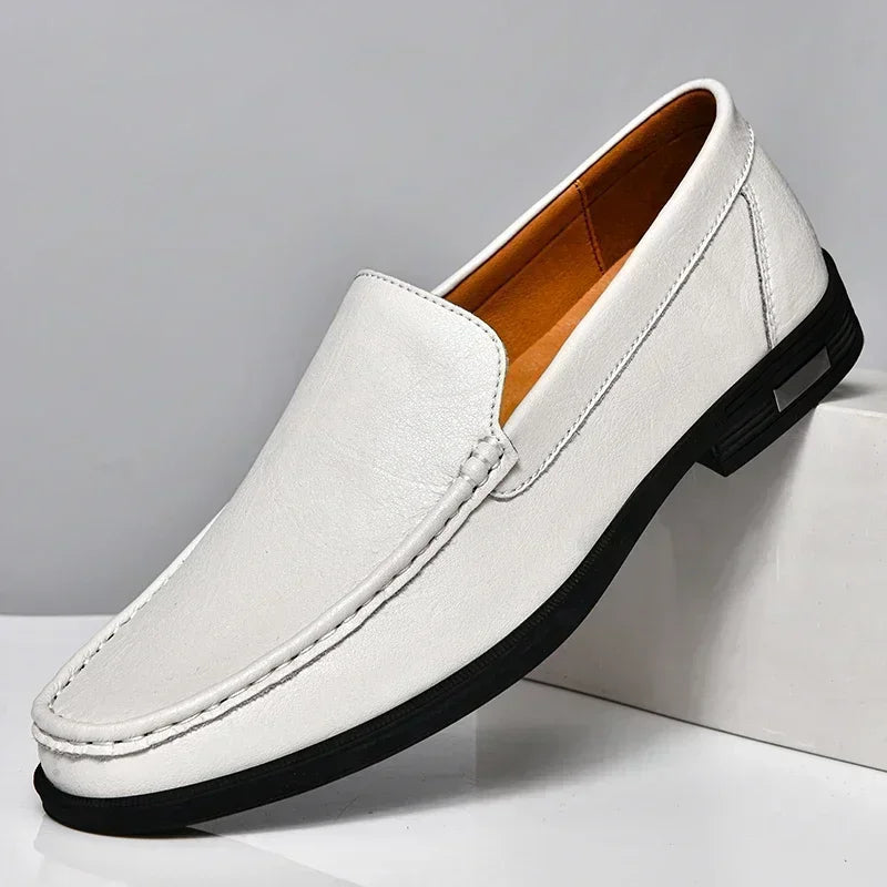 Leather Men Footwear Slip on Office Man Formal Shoes Wedding Party Men Dress Shoes Breath Driving Lazy Loafers Moccasins