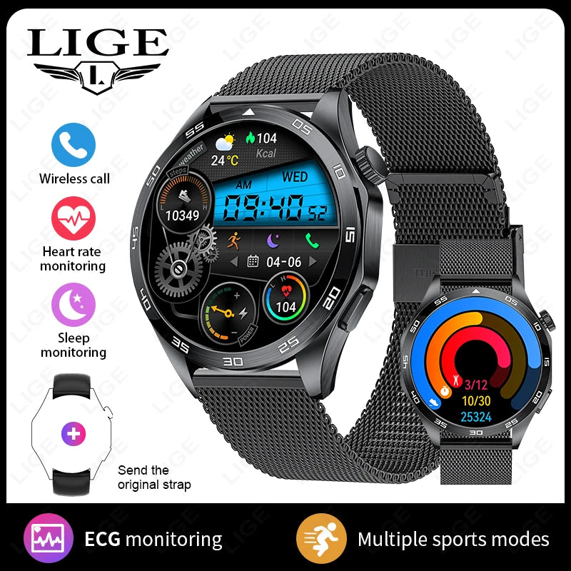 2025 New Smart Watch with ECG Men Blood Pressure Heart Rate Monitoring Sports Watch Bluetooth Call Health Smartwatch for Xiaomi