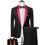 Men Skinny 3 Pieces Set Formal Slim Fit Tuxedo Prom Suit