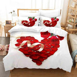 Red Rose Duvet Cover Set King Size, Red and White Comforter Cover