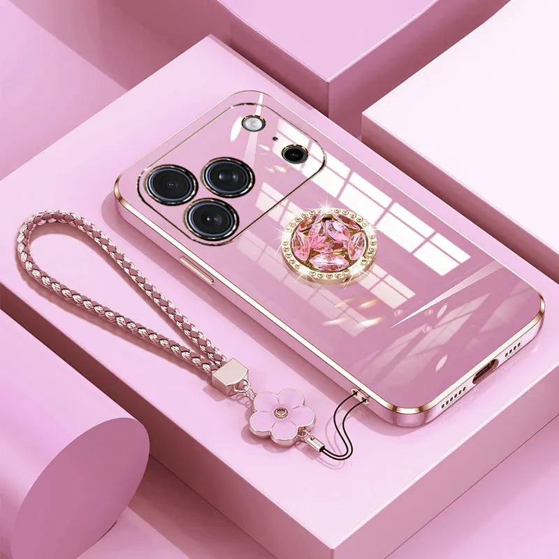 iphone17pro Case Luxury with Holder,Diamond Ring Case For iphone 17 Pro Max Air Shockproof Case iphone17 Cover with Lanyard
