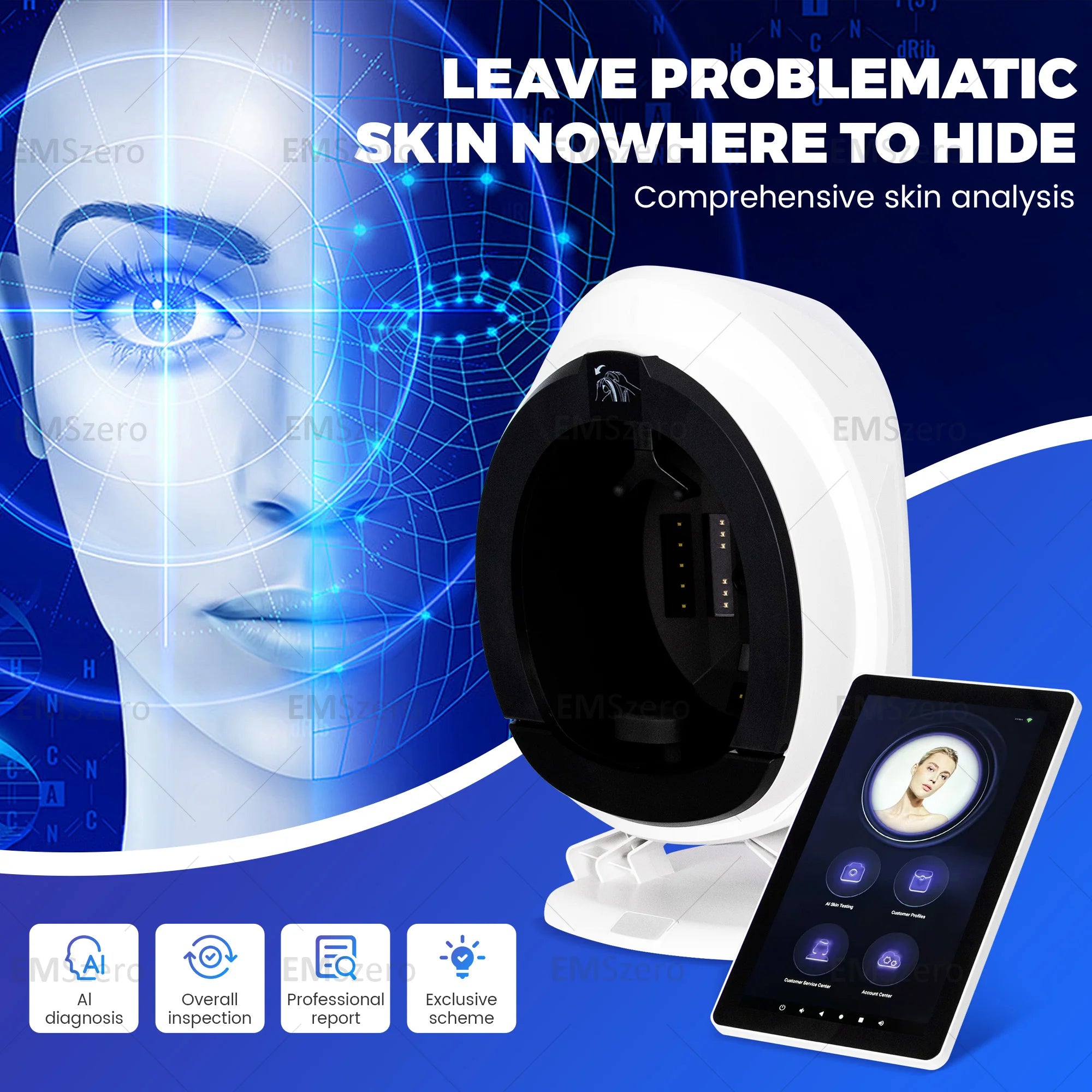AISIA Q1 3D AI Facial Skin Analyzer 9 Spectrum 36MP