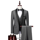 Men Skinny 3 Pieces Set Formal Slim Fit Tuxedo Prom Suit