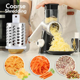 Stainless Steel Rotary Drum Grater – 3‑in‑1 Manual Cheese & Vegetable Slicer, Dishwasher Safe