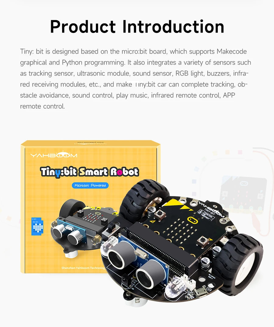 Micro:Bit V2 Smart Mini Robot Car Kit Coding for Kids Science Building Kit Learning Educational STEM Toy DIY Electronic Project