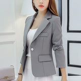 Formal Slim Blazers Lady Office Work Suit Pockets Jackets Coat Female