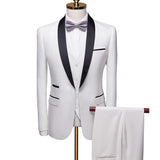 Men Skinny 3 Pieces Set Formal Slim Fit Tuxedo Prom Suit