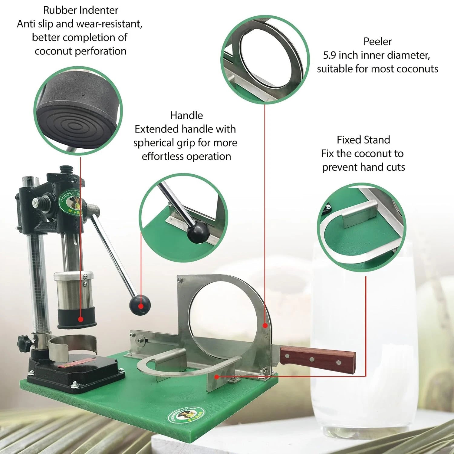 Manual Coconut Opener Machine, Commercial Desktop Stainless Steel