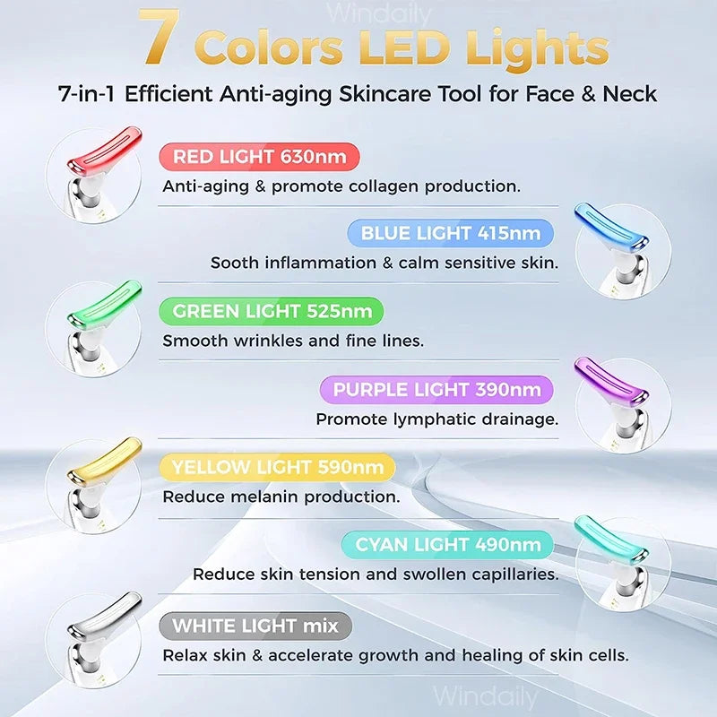 7 Colors LED Neck Face Massager Face Sculpting Tools