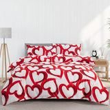 Red Rose Duvet Cover Set King Size, Red and White Comforter Cover
