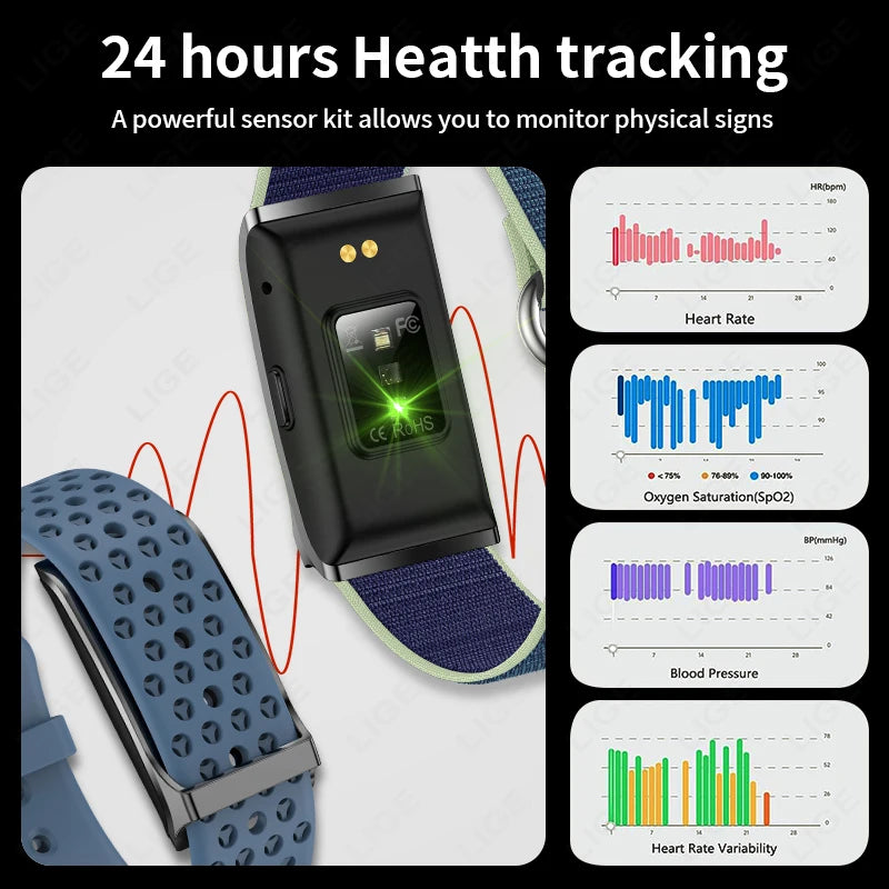 LIGE 2025 Smart Band Watch Heart Rate Health Monitoring Pedometer Sport Fitness Tracker Electronic Bracelet Men Smartwatch Women