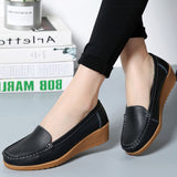 New Leather Flat Shoes Slip On Women Loafers