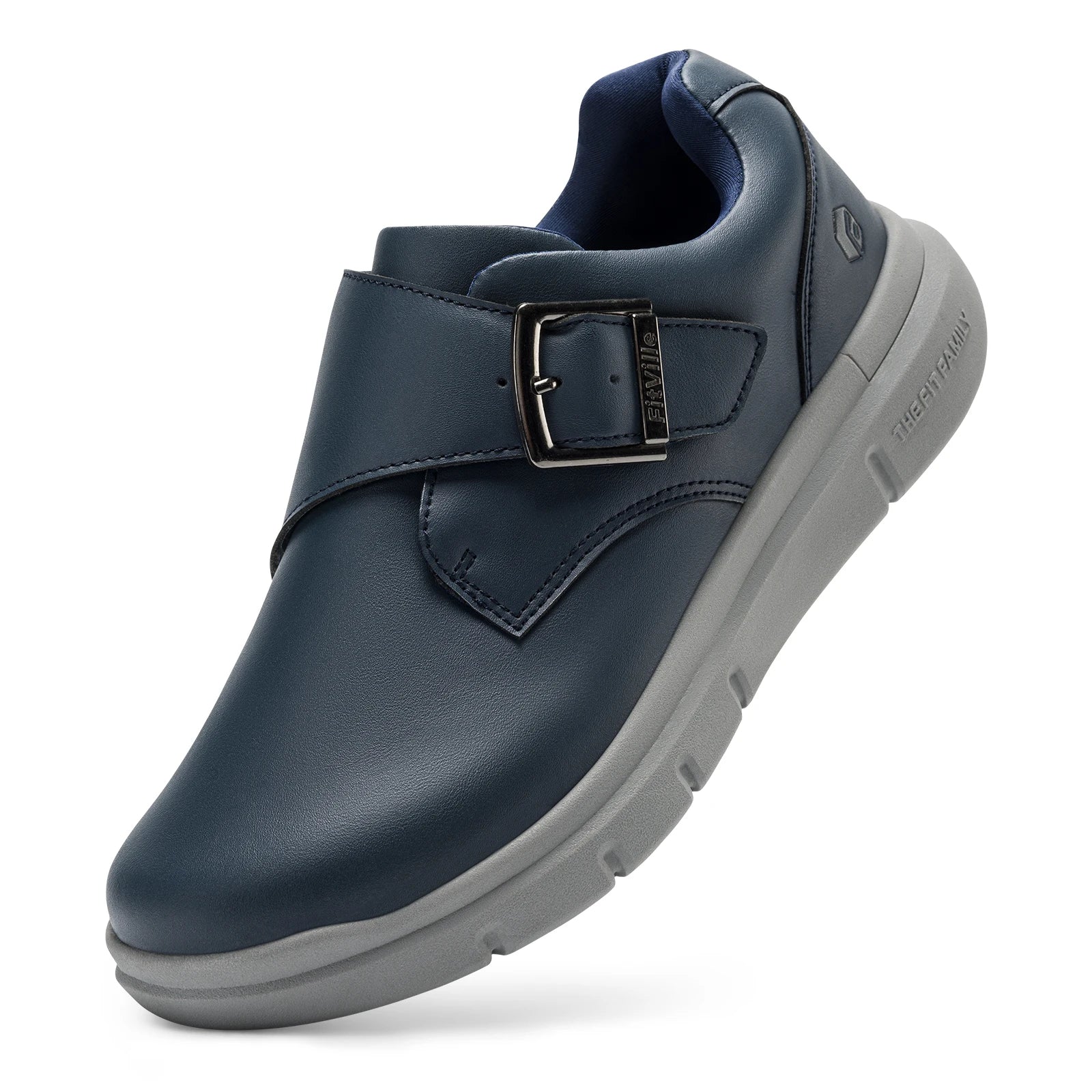 FitVille Men's Leather Shoes Wide Shoes for Swollen Feet Men's Diabetic Walking Shoes for Outdoor Business Walking Shoe