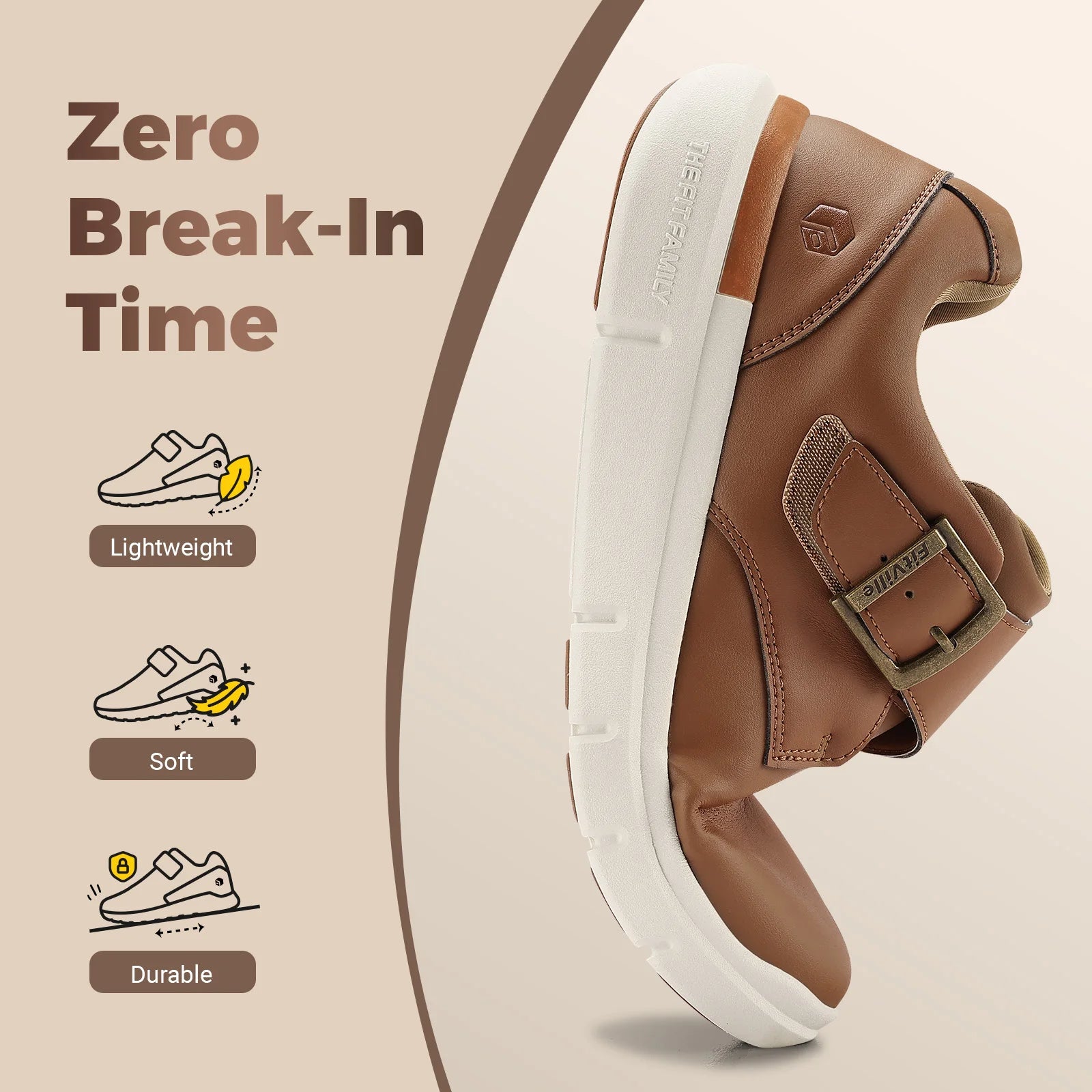 FitVille Men's Leather Shoes Wide Shoes for Swollen Feet Men's Diabetic Walking Shoes for Outdoor Business Walking Shoe
