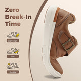 FitVille Men's Leather Shoes Wide Shoes for Swollen Feet Men's Diabetic Walking Shoes for Outdoor Business Walking Shoe