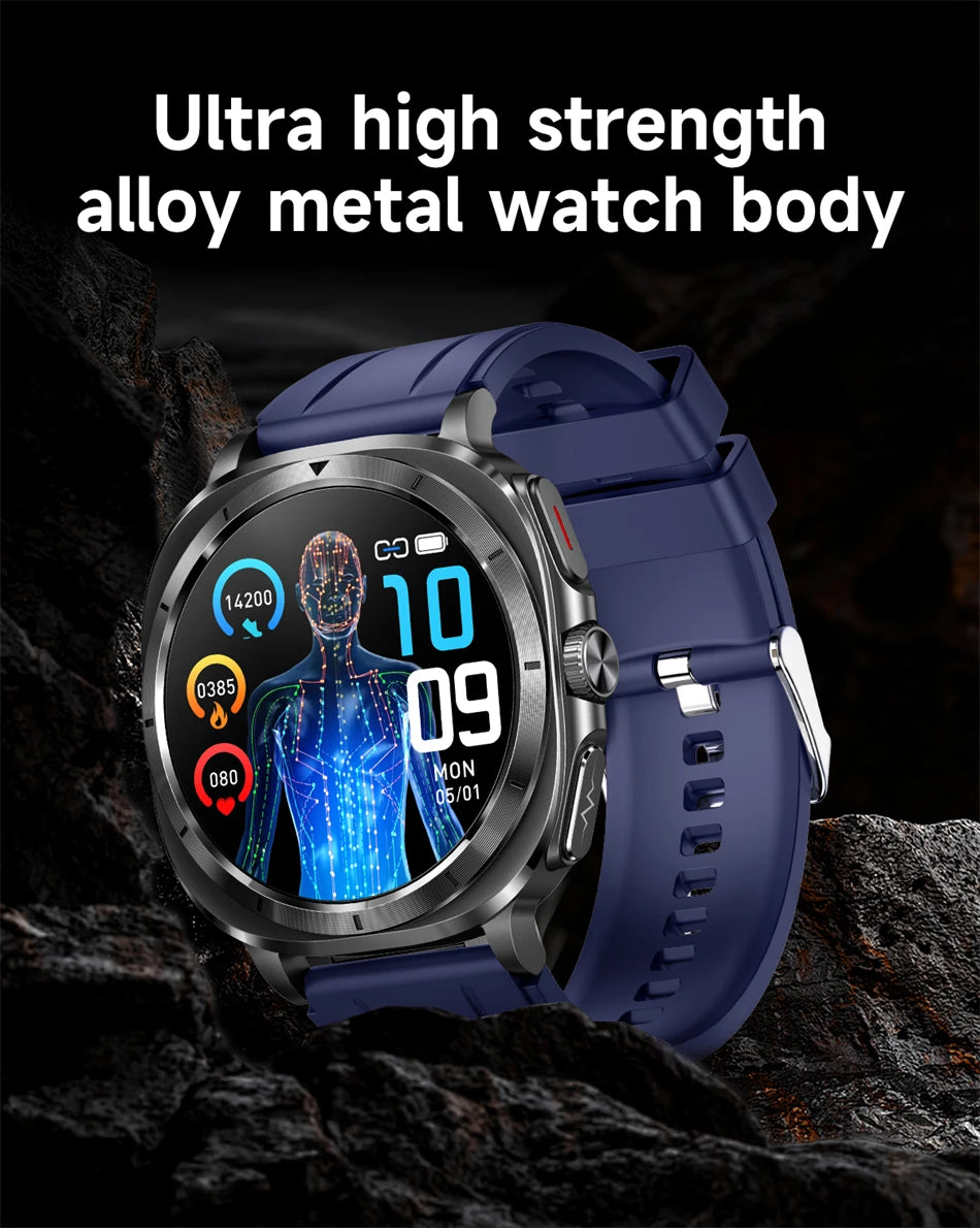 2025 New Uric Acid Blood Lipids Health Smartwatch Men Body Fat Blood Pressure Monitor AMOLED Screen NFC Man Smart Watch ECG+PPG