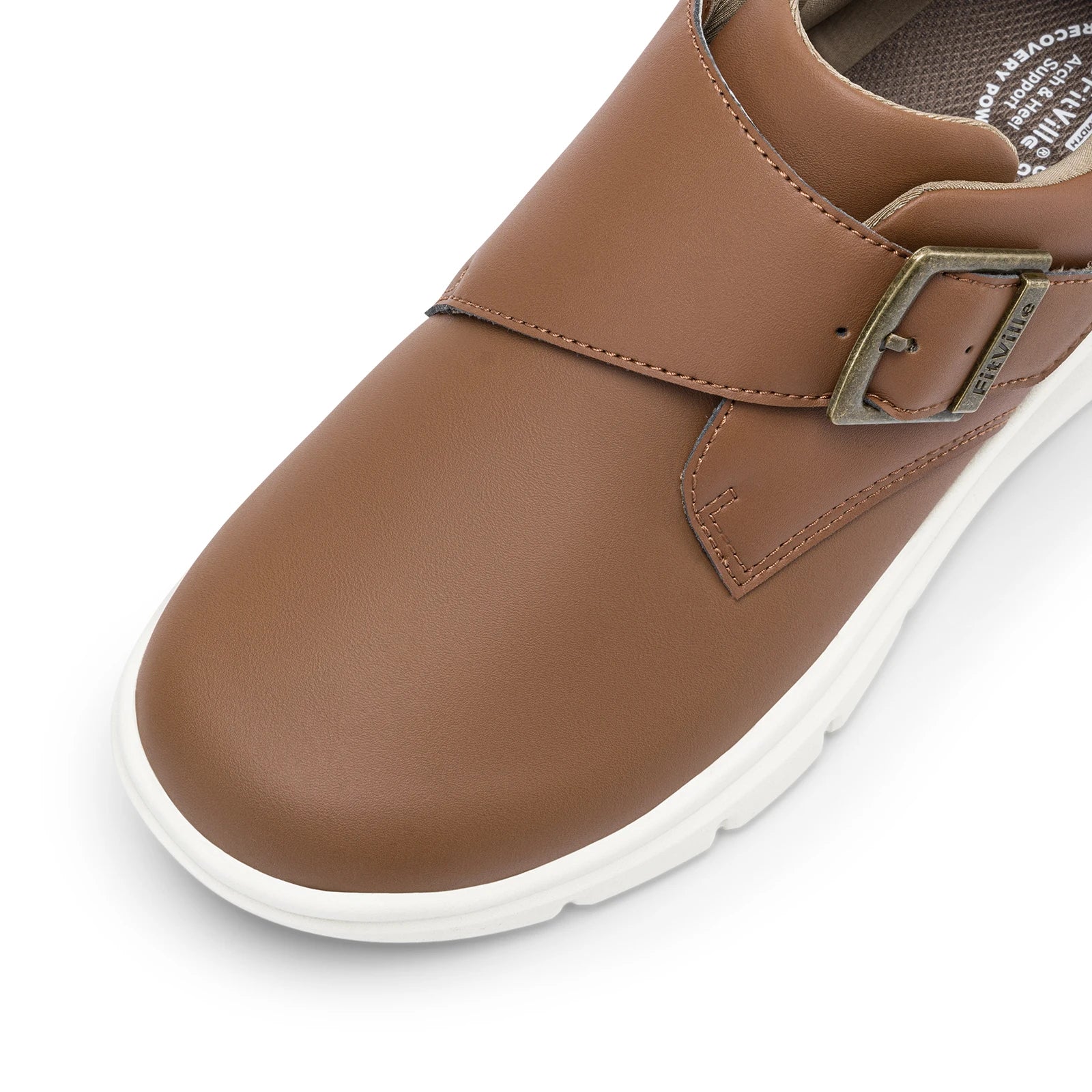 FitVille Men's Leather Shoes Wide Shoes for Swollen Feet Men's Diabetic Walking Shoes for Outdoor Business Walking Shoe
