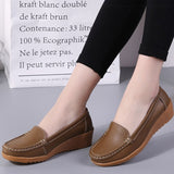 New Leather Flat Shoes Slip On Women Loafers