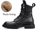 Luxury Design Men Motorcycle Boots Genuine Leather Lace-Up