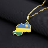 Titanium Steel Rwanda Map African Enamel Trendy Gold Silver Color