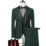 Men Skinny 3 Pieces Set Formal Slim Fit Tuxedo Prom Suit