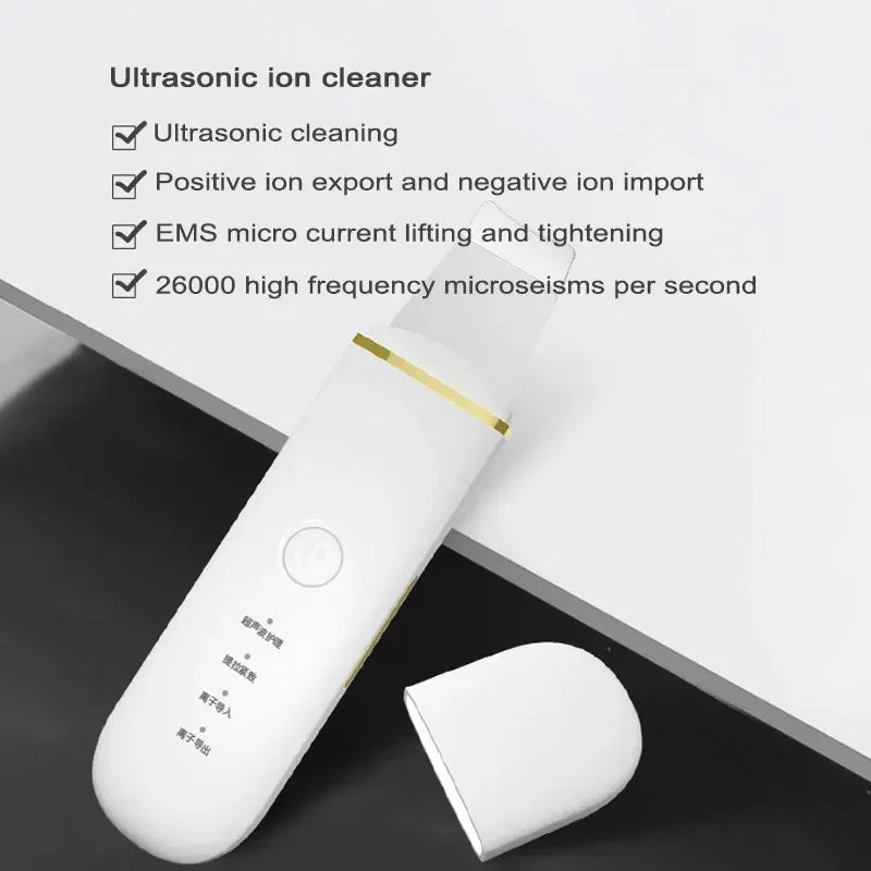 Ultrasonic skin scrubber facial ion cleaning vibrating