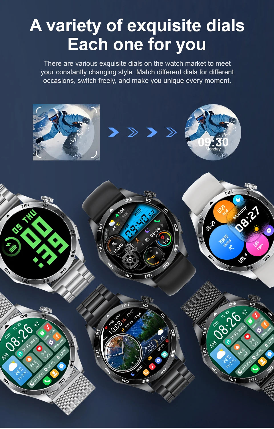 2025 New Smart Watch with ECG Men Blood Pressure Heart Rate Monitoring Sports Watch Bluetooth Call Health Smartwatch for Xiaomi