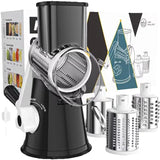 Stainless Steel Rotary Drum Grater – 3‑in‑1 Manual Cheese & Vegetable Slicer, Dishwasher Safe