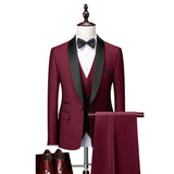 Men Skinny 3 Pieces Set Formal Slim Fit Tuxedo Prom Suit