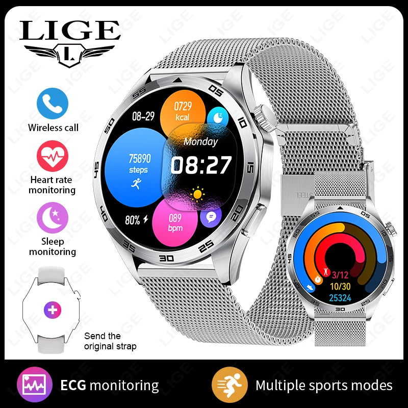 2025 New Smart Watch with ECG Men Blood Pressure Heart Rate Monitoring Sports Watch Bluetooth Call Health Smartwatch for Xiaomi