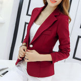 Formal Slim Blazers Lady Office Work Suit Pockets Jackets Coat Female