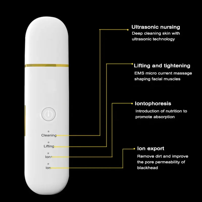 Ultrasonic skin scrubber facial ion cleaning vibrating