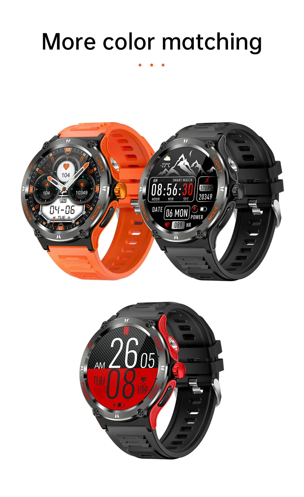 2024 Men's Smart Watch Compass  Sports 3ATM Waterproof Smartwatch Health Monitoring Bluetooth Call  500 Mah Smart Watche