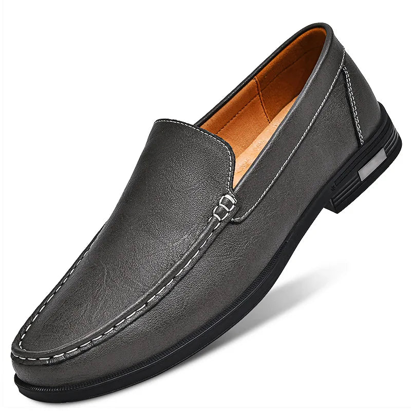 Leather Men Footwear Slip on Office Man Formal Shoes Wedding Party Men Dress Shoes Breath Driving Lazy Loafers Moccasins