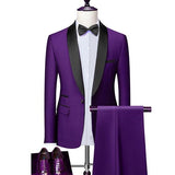 Men Skinny 3 Pieces Set Formal Slim Fit Tuxedo Prom Suit